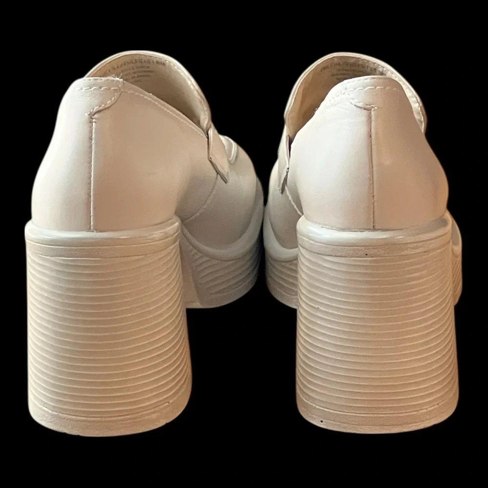 Steve Madden Fulfill Y2K Chunky Platform Penny Loafers Block Heel‎ Cream 8